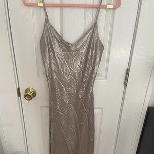 Aritzia Wilfred Midi Slip Dress Silver Small